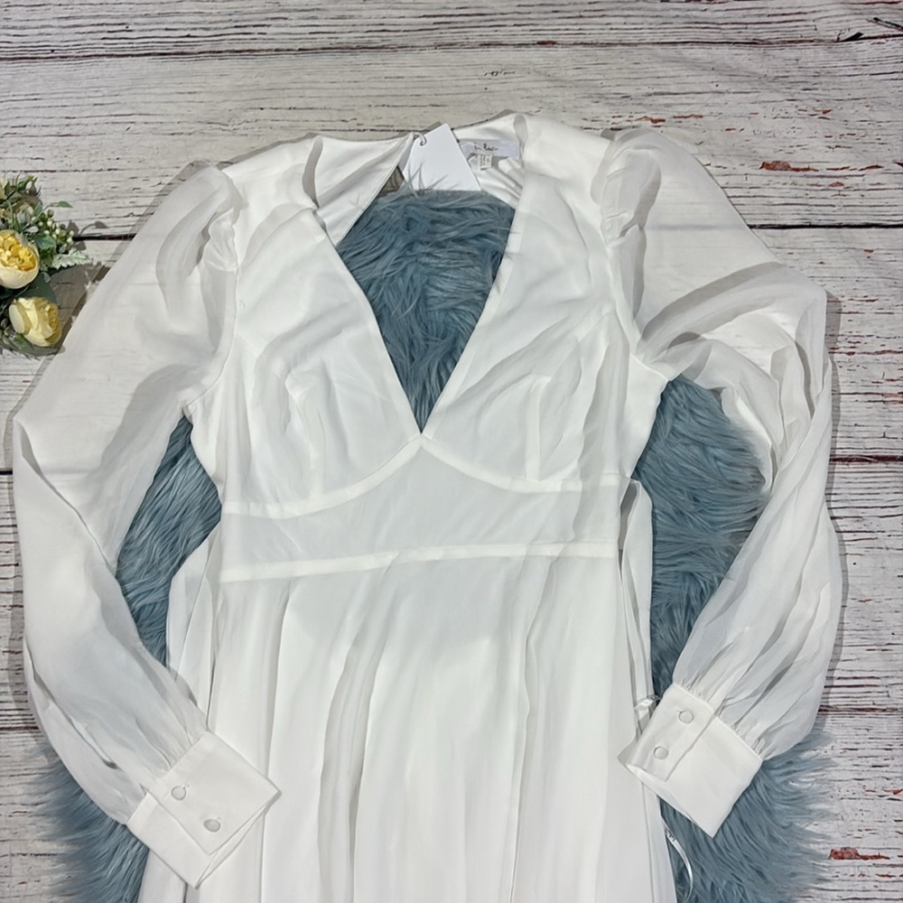 NWT Lulus Talk About Divine White Long Sleeve Backless Maxi Dress - Picture 7 of 11